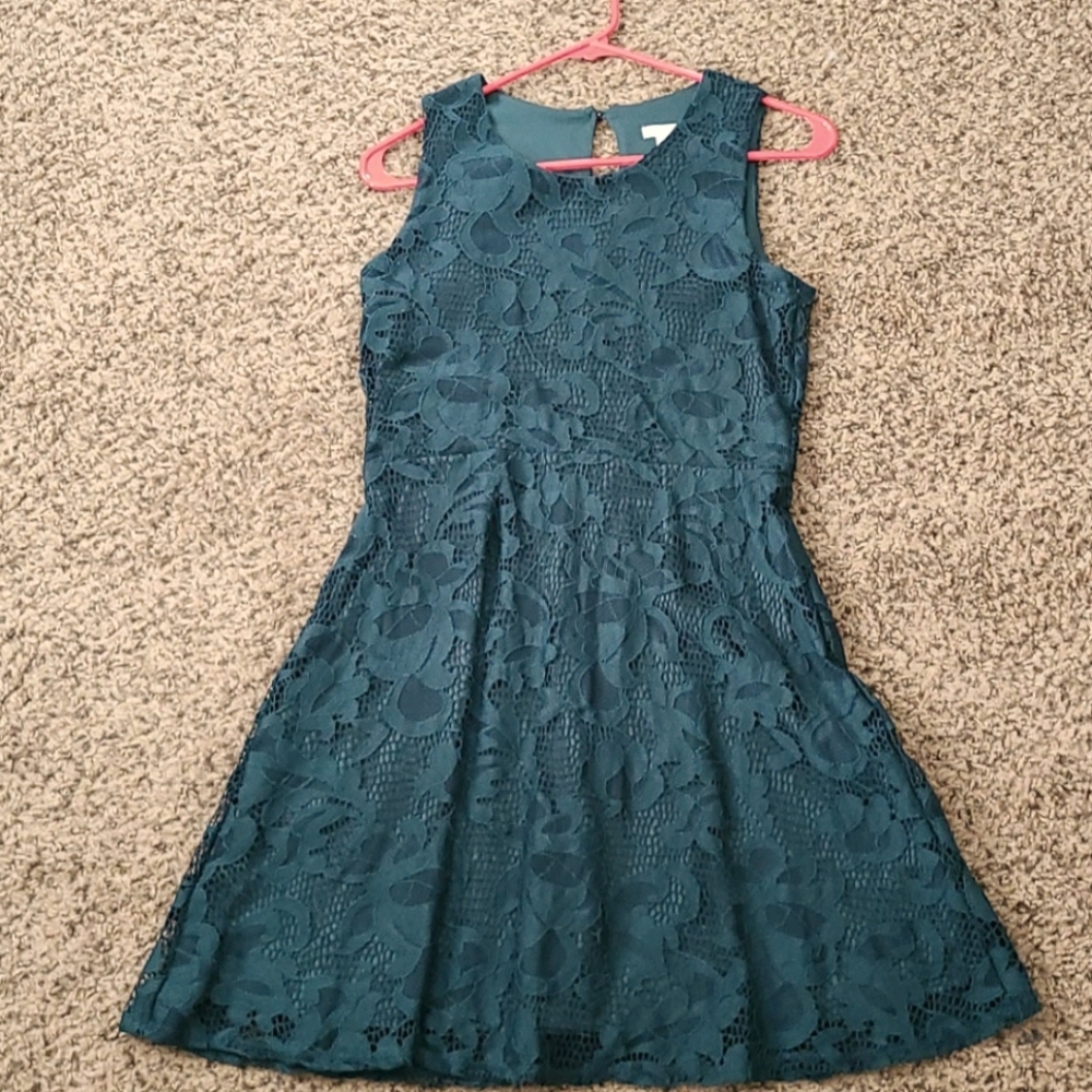 Deep turquoise lace dress